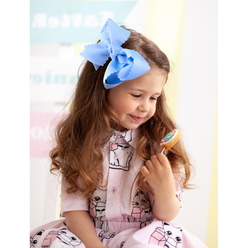 HAIRBOWS Girls' Grosgrain Scalloped Edge Bow with a Knot Wrap