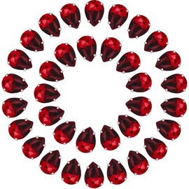 Red Teardrop Rhinestones 50 PCS 13x18 mm Flatback Rhinestones Sew on with Settings for Clothes Crafts Projects