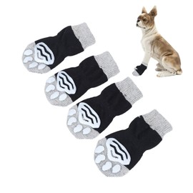 Elionless Pet Socks, Pack of 4 Cotton Non-Slip Cat Dog Socks Pet Paw Protection with Rubber Reinforcement for Indoor Use (S)