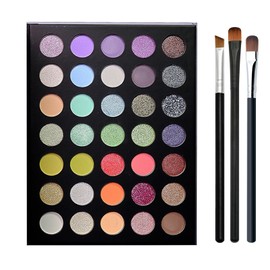 35 Colors High Pigmented Eyeshadow Palette Glitter Professional Eye Shadow Matte Pearl Makeup Palette Colorful Powder Eye Shadow Shimmer Eyeshadow Makeup Pallet with Brush A