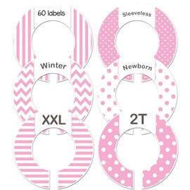 Baby Girl Nursery Closet Clothes Size Divider Pink or Adult Set of 6 Rod Organizers