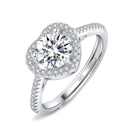 Josfeva Silver Women's Rings, 925 Sterling Silver Wedding Rings, Silver Rose Gold Wedding Rings, Round Square Love Engagement Rings with Round - White Cubic Zirconia, Proposal Rings for Love Wife