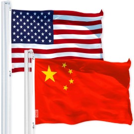 UD_G128 Combo Pack: USA American Flag 3x5 Ft 150D Printed Stars & China (Chinese) Flag 3x5 Ft 150D Printed