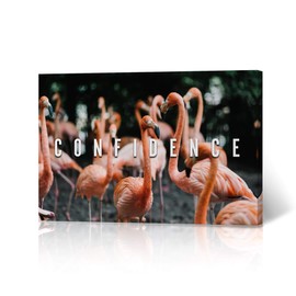 HB Art Design Confidence Lettering Beautiful Flamingos in Nature Canvas Print Motivational Wall Art Success Entrepreneur Quote Living Room Office Decor Inspirational Artwork Gift Ready to Hang 24x36
