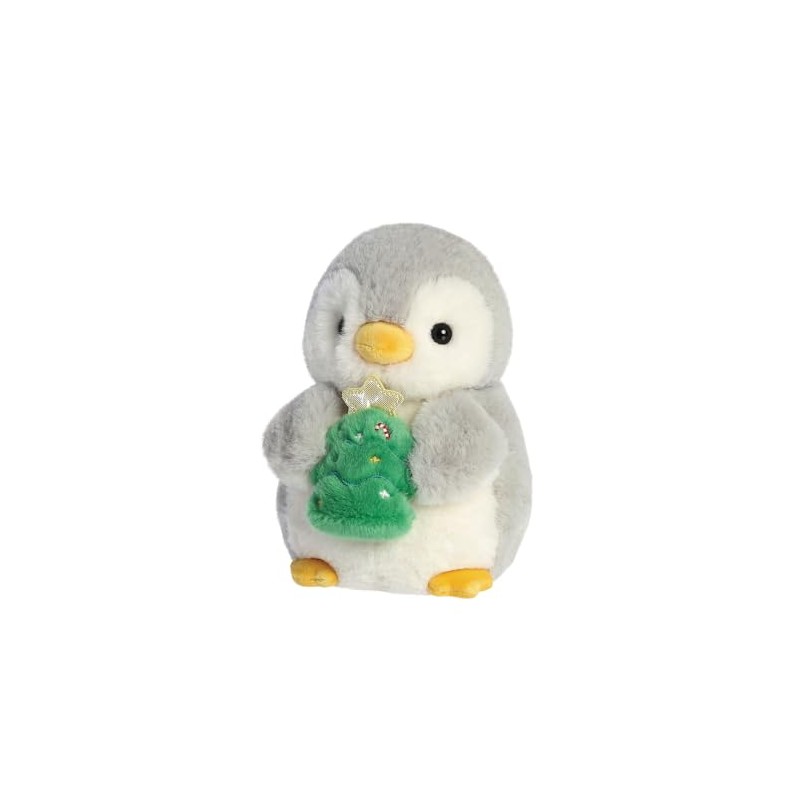 Aurora, 99361, PomPom Penguin w/Xmas Tree 8In, Soft Toy, white