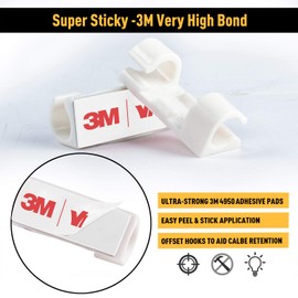 XIAOXI Cable Clips with Strong Self-Adhesive, XIAOXI Cable Management TV PC Wire Holder Sticky Tidy and Organizer Cord and Wires - 40 Pcs (White)