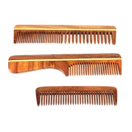 eSplanade 3pcs Wooden Comb for Men and Women Handmade Anti-Static Hair Beard Moustache