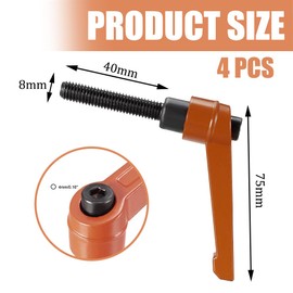 HONGECB Clamping Lever Handle, 4 Adjustable Mounting Handles, M8 Adjustable Clamping Lever with Threaded Bushing, Retaining Lever with Bolts, for Machine Tools, Welding Machines (Clamping Lever M8-40