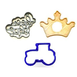 TRACTORS OR TIARAS GENDER REVEAL HE OR SHE BOY GIRL TRACTOR FARM FARMER TIARA CROWN PRINCESS BABY SHOWER PARTY SET OF 3 SPECIAL OCCASION COOKIE CUTTER BAKING 3D PRINTED MADE IN USA PR1210