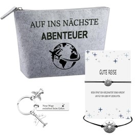 Portable Travel Makeup Bag with Keychain, Multifunctional Toiletry Bag for Women, Holiday Essentials Gifts for Women (German)