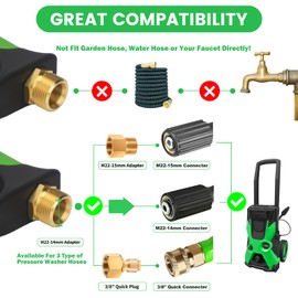 DUSICHIN Short Pressure Washer Gun 4000 PSI High Pressure Water Handle 1/4”Quick Connector,Car Wash Foam Gun Nozzle Tips Holder with Swivel 3/8" Quick Connector,M22-14 mm and M22-15 mm Fitting DUS2902