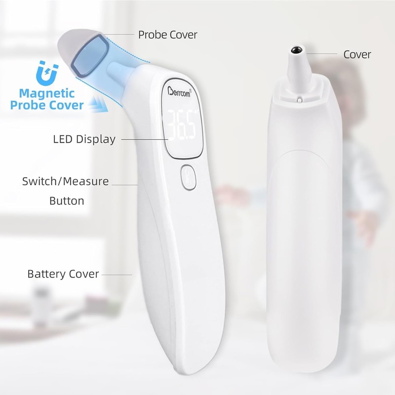 Berrcom Forehead and Ear Thermometer for Adults and Babies, Digital