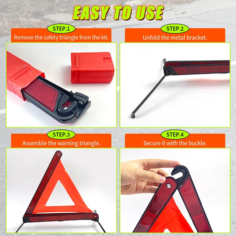 FLKQC Warning Triangles Safety Triangle Emergency Kit, 5 Pack Foldable