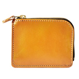 DaysArt pt-lw001 Leather Wallet, Tochigi Leather, Mini Wallet, L-Shaped Zipper, Tannin Leather, Coin Pocket, Made in Japan, Camel