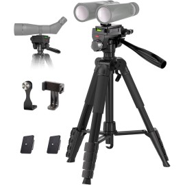 Lusweimi Binocular Tripod, 72” Spotting Scope Tripod Stand with Binocular Adapter and ...