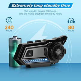 Motorcycle Helmet Bluetooth,Bluetooth 5.3 EDR Wireless Motorcycle Headset Automatic Answer Motorcycle Headset High Sound Quality Headphone(with Tail Light, Three Flashing Modes)