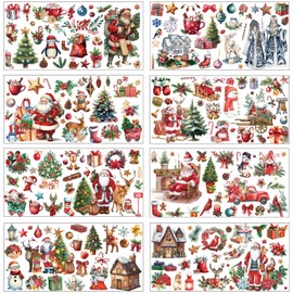 Rngmsi Christmas Rub on Transfers for Crafts - 8 Sheets Vintage Xmas Rub on Transfers Furniture Decals Santa Rub on Transfer Stickers for Wood DIY Christmas Crafts Home Office Decor 11.4x5.7 Inch