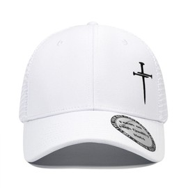 Christian Hats for Men Women,Jesus 3 Nail Cross Hat Christian Religious Gifts for Birthday/Christmas,White