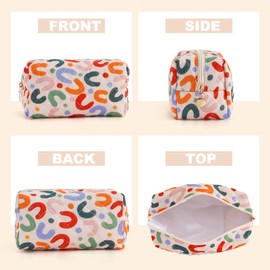 UUYUUY Makeup Bag Travel Toiletry Bag for Women, Small Cosmetic Bags Cute Quilted Cotton Makeup Pouch for Purse Emergency Bag for School Floral Pencil Case Accessory Bag, Colorful