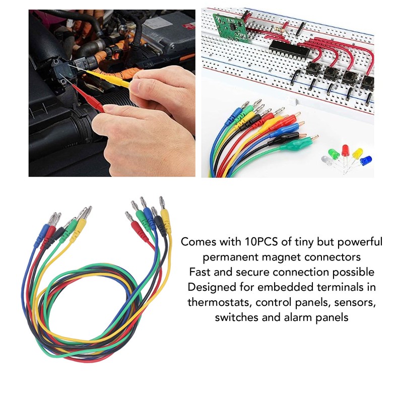 Magnetic Test Leads Kit Soft Flexible 5 Colour 4mm Banana