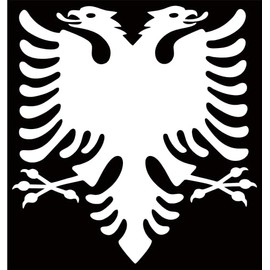 STICKY DUDE Albanian Eagle Flag Sticker, White, 5 inches - Car Window, Yeti Cup Vinyl Cooling Box, Waterproof Sticker, Decal Car Laptop Wall Window Bumper Sticker