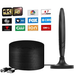 TV Antenna, HD TV Antenna for Smart TV, Digital TV Antenna for Local Channels, TV Antenna Indoor with Amplifier Signal Booster Support 4K 1080p for Smart/Old TV, Portable TV Antennas 16.4FT Coax Cable