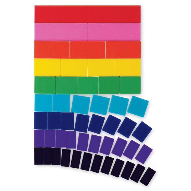 hand2mind Plastic Rainbow Blank Fraction Tiles, Montessori Math Materials for