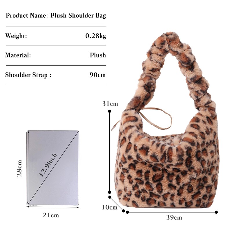 CORIOS Soft Plush Shoulder Bag for Women Leopard Zebra Print