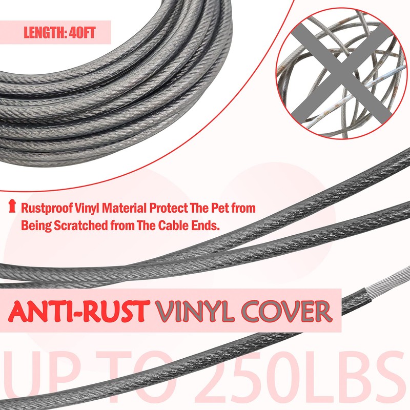 Petest Reflective Tie Out Cable with Crimp Cover for Super