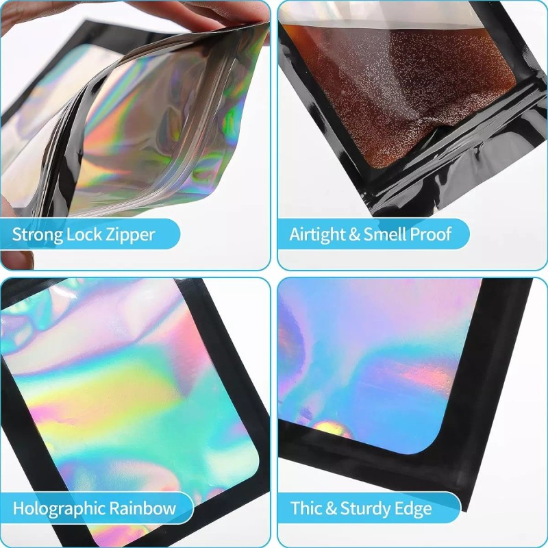 Hogareno Ec 100 Bolsas Pouch Holográficas A Prueba De Olores