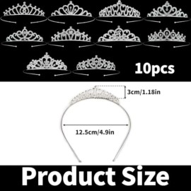 10 Coronas De Princesa De Cristal Plateado, Tiaras A Granel