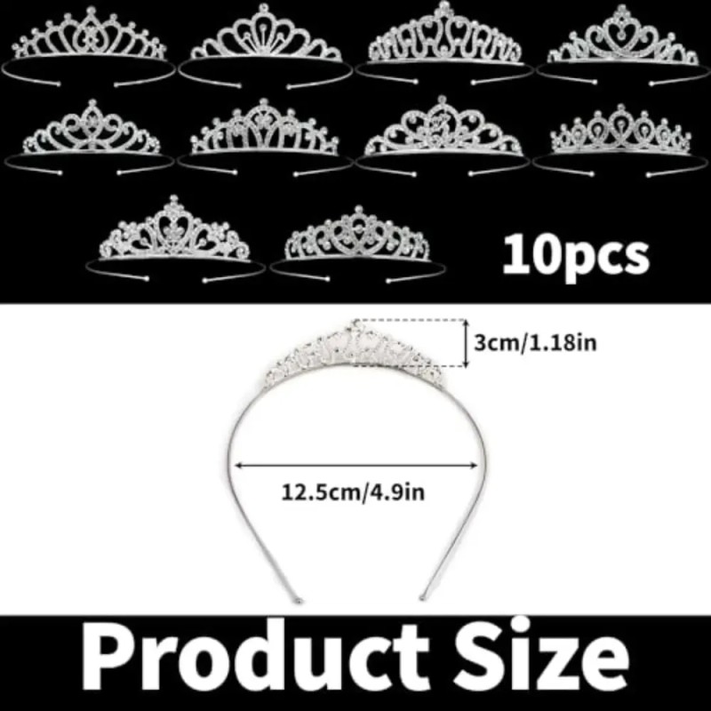 10 Coronas De Princesa De Cristal Plateado, Tiaras A Granel