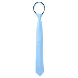 [Allegra K] Men's Necktie Narrow Tie Flat Stripe Adjustable Zipper Casual Business Necktie Sky Blue 6cm