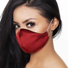 DALIX Exclusive Charmeuse Satin 3 Layer Face Mask in Red - S-M