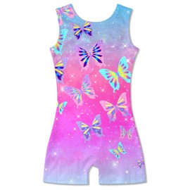 TUONROAD Gymnastics Leotards for Girls Pink Butterflies Colorful Leopard 5t Size 5-6 Years Old Dance Clothing