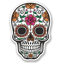 2 x 10cm/100mm Sugar Skull Luggage Travel Window Cling Sticker Car Van Campervan Glass Bike Sign Fun #4675