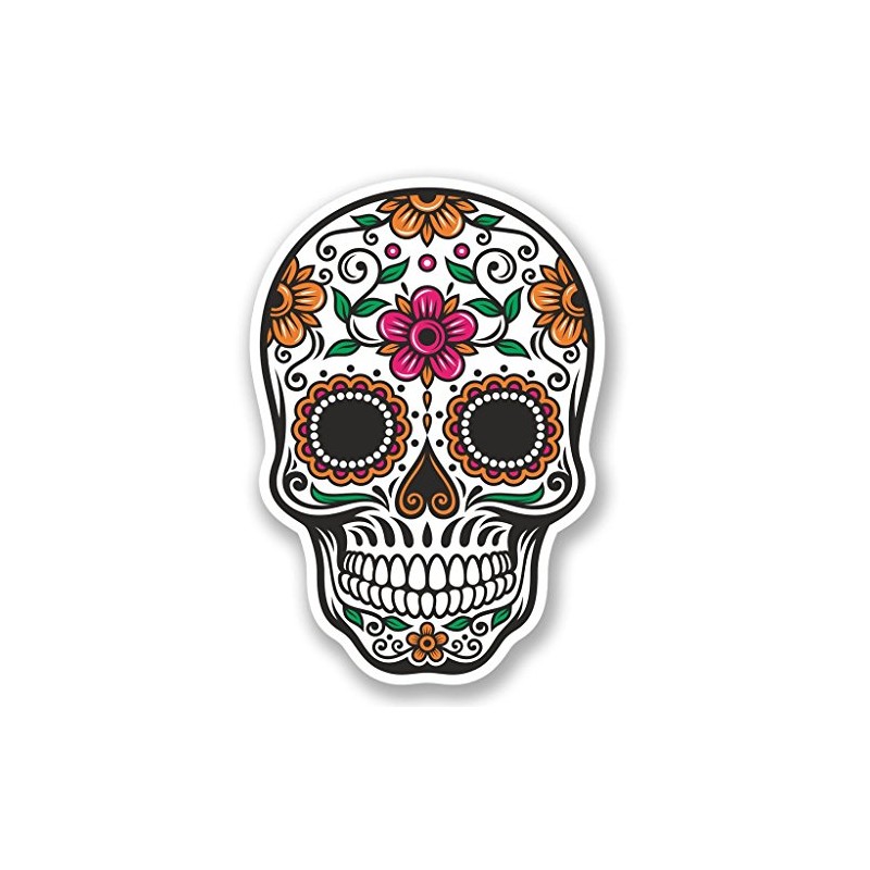 2 x 10cm/100mm Sugar Skull Luggage Travel Window Cling Sticker