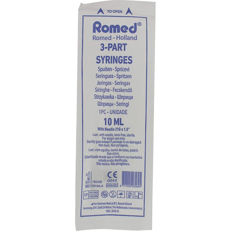Romed Medical Disposable Syringes, Individually Packed and Sterile , 10