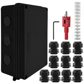 Xpieoyrm Junction Box, IP65 Waterproof Surface-Mounted Junction Box, Large ABS Electrical Box, Outdoor Cable Connection, 150 x 110 x 70 mm Electric Outdoor Distribution Box, External Electric Power