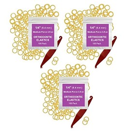 Orthodontic Rubber Bands for Braces - Premium Quality Elastic Teeth Rubber Bands for Braces, Fix Tooth Gaps, Dreadlocks, Includes Free Elastic Placer- Medium Force 3.5 oz, 1/4 Inch, Natural (300 Pack)