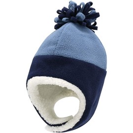 Baby Winter Hat Mittens Toddler Hats for Boys Girls Sherpa Lined Toddler Gloves Infant Baby Hat and Mitten Set (2-5 Years, Blue-Flower)