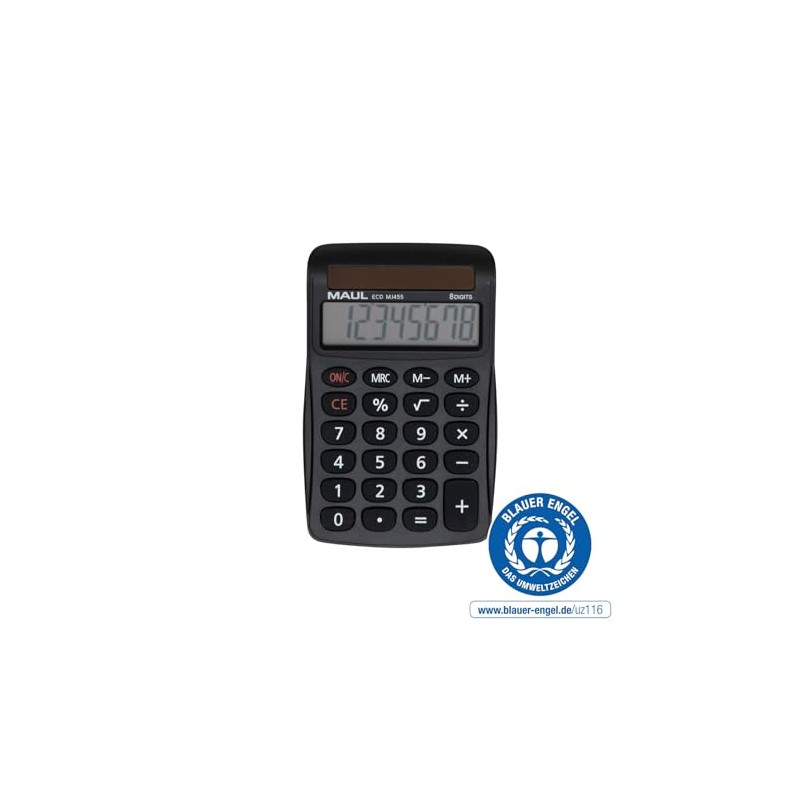 MAUL Eco MJ 455 Calculator, Solar with 8 Digits Display,
