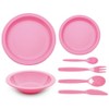 Children's Pink Dining Set - Plates, Bowl and Cutlery Reusable