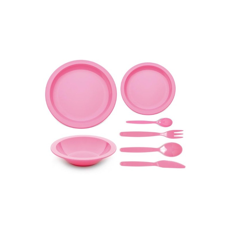 Children's Pink Dining Set - Plates, Bowl and Cutlery Reusable