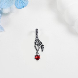 URONE Skull Charms Beads Fits Charms Bracelets for Women 925 Sterling Silver Skeleton Hand Dangle Pendant Bead Gothic Jewellery Gifts for Women Bracelet&Necklace