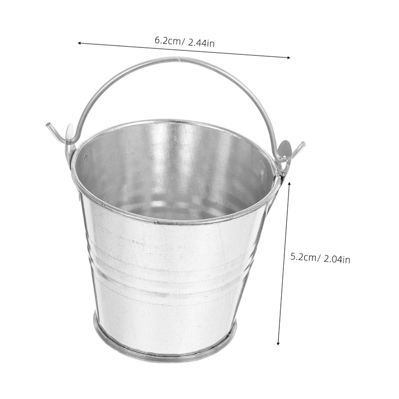Mipcase 8Pcs Mini Tinplate Bucket Silver Flower Pot for Home
