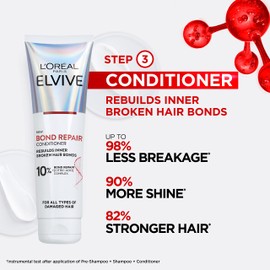 Elvive Bond Repair Conditioner by L'Oreal Paris, for Damaged Hair, for Deep Repair, Bonding Hair Care, 150ml