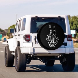 Foruidea Skeleton Peace Spare Tire Cover with Backup Camera Hole Wheel Tire Cover Fit Trailer, RV, SUV and Many Vehicle 17inch