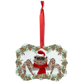 Jumping Spider Christmas Ornament 2024 Benelux Aluminum Holiday Decoration with Pinecone Red Scarf Santa Hat Winter Home Decor Gifts for Spider Lovers