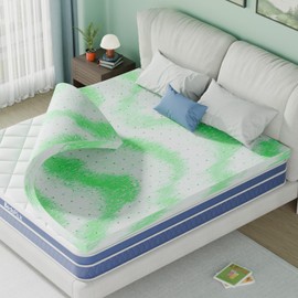 BedsPick Memory Foam Mattress Topper Full, 2 Inch Gel Infused Bed Toppers for Full Size Bed, Soft Mattress Pads for Sleeper Sofa, RV, Camper, CertiPUR-US Certified, Green